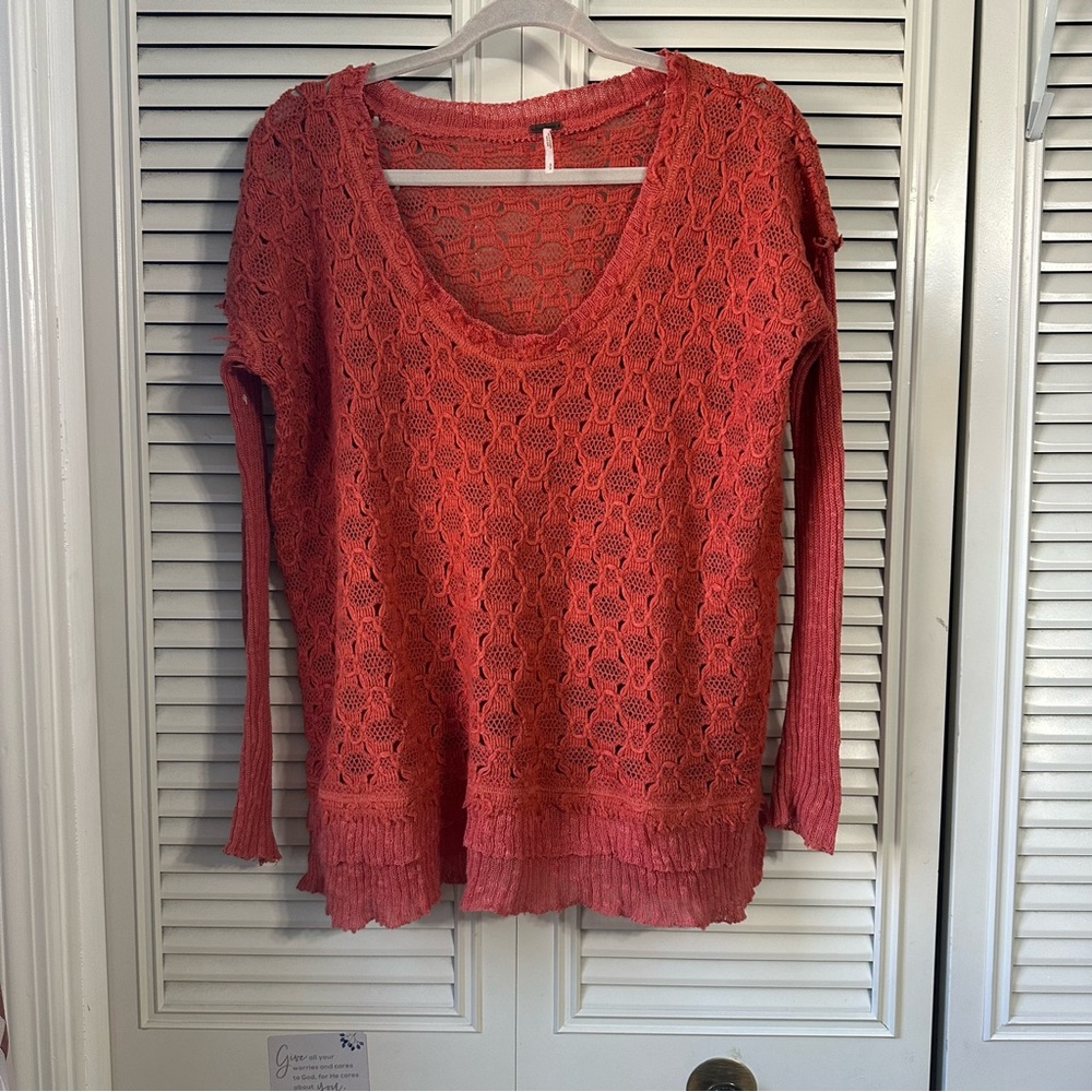 Free People Crashing Waves Pullover Knit Long sleeve Sweater Sz Small
